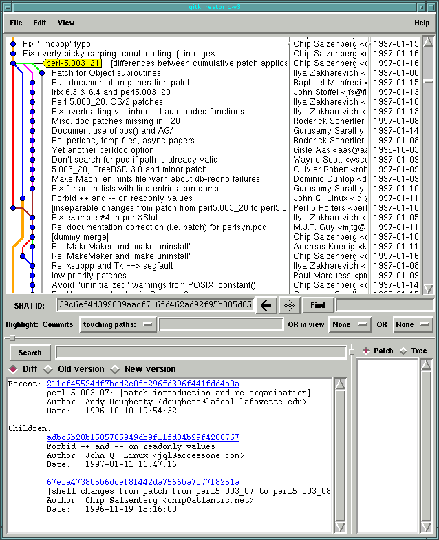 view of gitk on perl.git